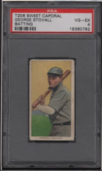 1909-11 T206 Sweet Caporal George Stovall Batting PSA 4