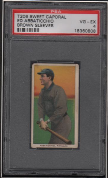 1909-11 T206 Sweet Caporal Ed Abbaticchio Brown Sleeves PSA 4