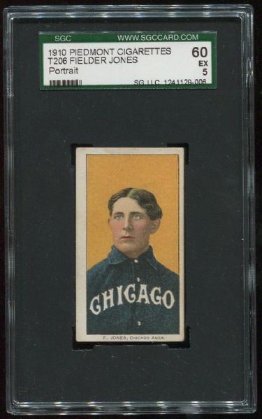 1909-11 T206 Piedmont Fielder Jones Portrait SGC 60