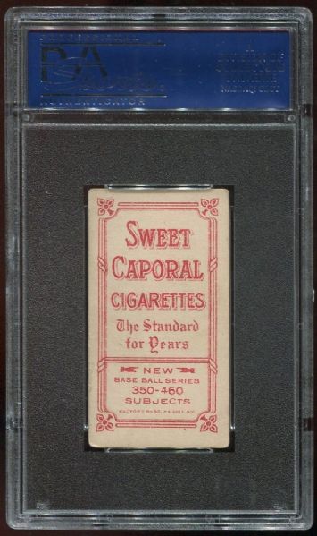 1909-11 T206 Sweet Caporal Wildfire Schulte Back View PSA 4