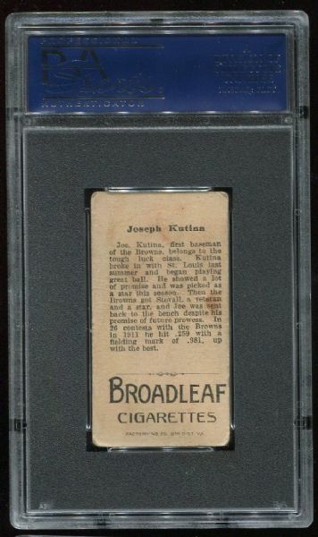 1912 T207 Broadleaf Joseph Kutina PSA 2