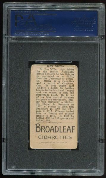 1912 T207 Broadleaf Roy Miller PSA 2
