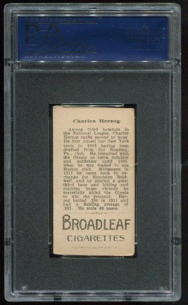 1912 T207 Broadleaf Charles Herzog PSA 3