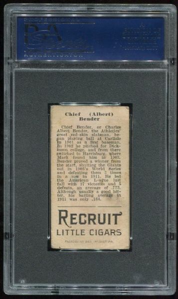 1912 T207 Recruit Chief Bender PSA 3