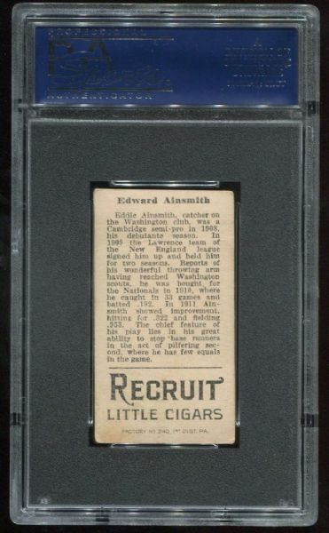 1912 T207 Recruit Edward Ainsmith PSA 3