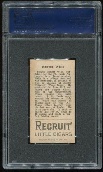 1912 T207 Recruit Ernest Wilie PSA 5