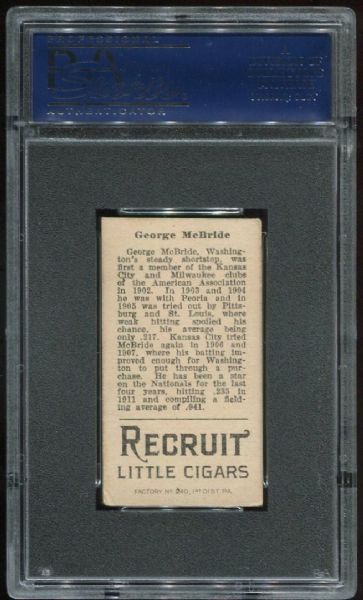 1912 T207 Recruit George McBride PSA 4