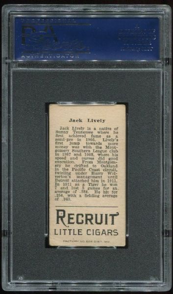 1912 T207 Recruit Jack Lively PSA 4