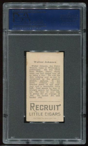 1912 T207 Recruit Walter Johnson PSA 4 MK
