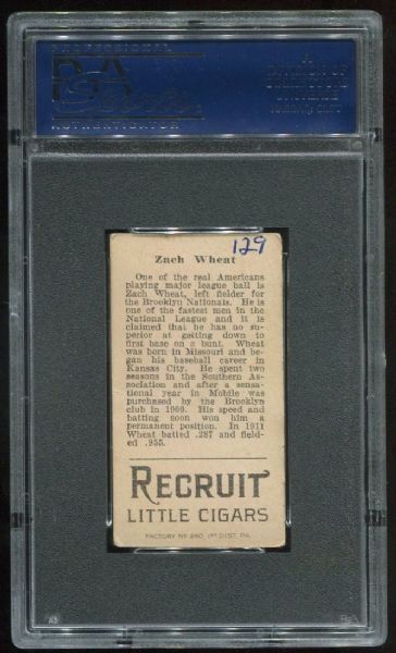 1912 T207 Recruit Zach Wheat PSA 4 MK