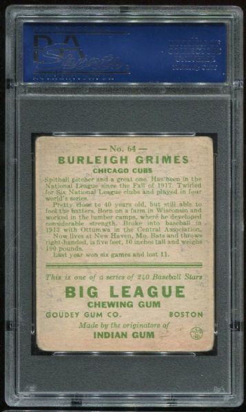 1933 Goudey #64 Burleigh Grimes PSA 2