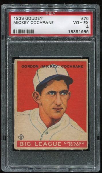 1933 Goudey #76 Mickey Cochrane PSA 4