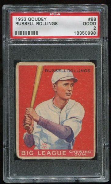 1933 Goudey #88 Russell Rollings PSA 2
