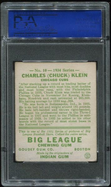 1934 Goudey #10 Chuck Klein PSA 3