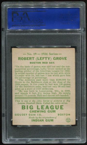 1934 Goudey #19 Lefty Grove PSA 5