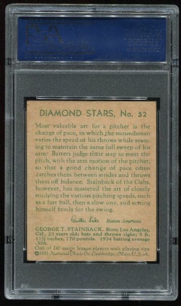 1934-36 Diamond Stars 52 George Stainback PSA  7