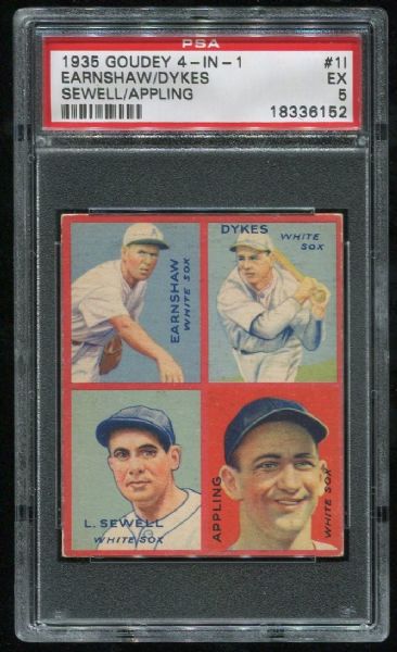 1935 Goudey 4-In-1 1I Appling/Sewell PSA 5