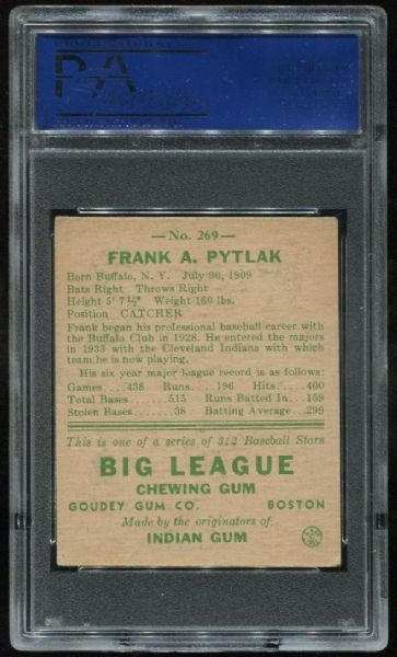 1938 Goudey 269 Frank Pytlak PSA 5