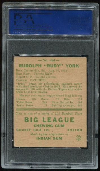 1938 Goudey 284 Rudy York PSA 4