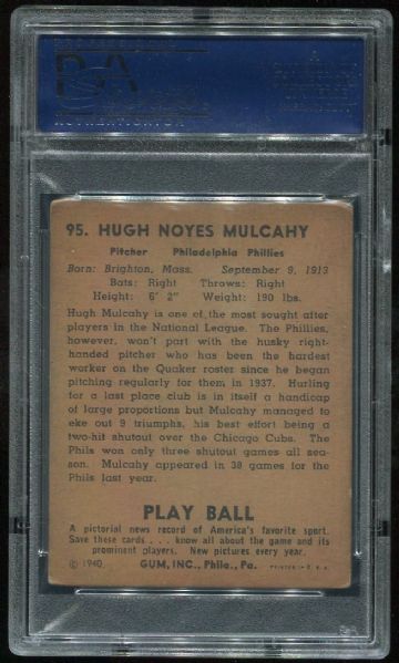 1940 Play Ball #95 Mul Mulcahy PSA 4