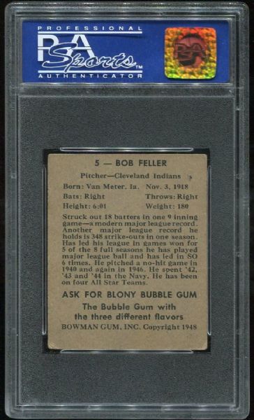 1948 Bowman #5 Bob Feller PSA 4