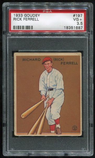 1933 Goudey #197 Rick Ferrell PSA 3.5