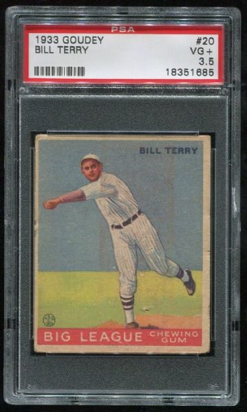 1933 Goudey #20 Bill Terry PSA 3.5