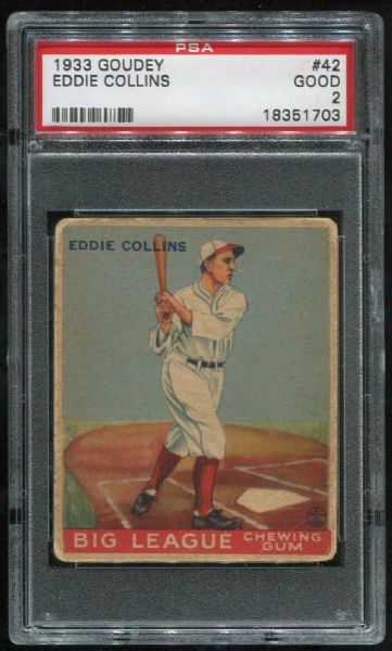 1933 Goudey #42 Eddie Collins PSA 2