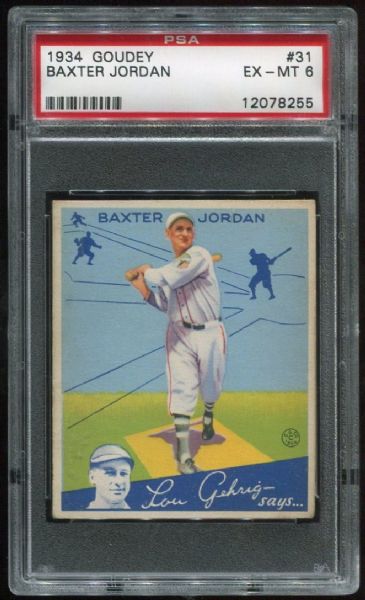 1934 Goudey #31 Baxter Jordan PSA 6