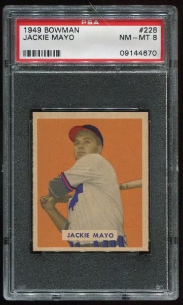 1949 Bowman 228 Jackie Mayo PSA 8