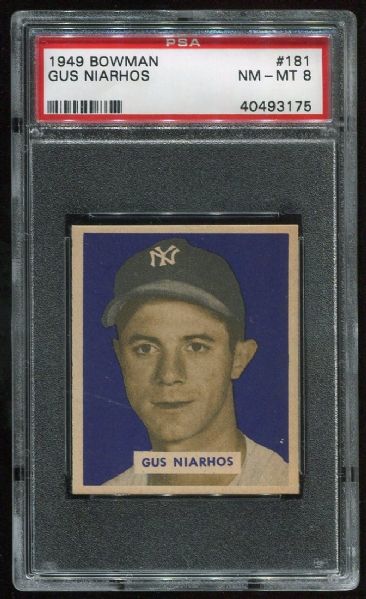 1949 Bowman 181 Gus Niarhos PSA 8