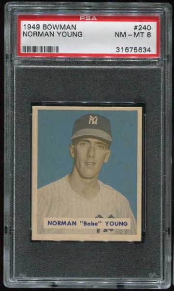1949 Bowman 240 Norman Young PSA 8