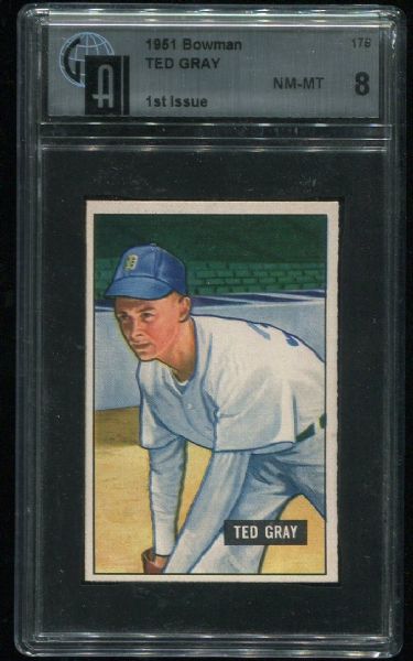 1951 Bowman #178 Ted Gray 1st Issue GAI 8
