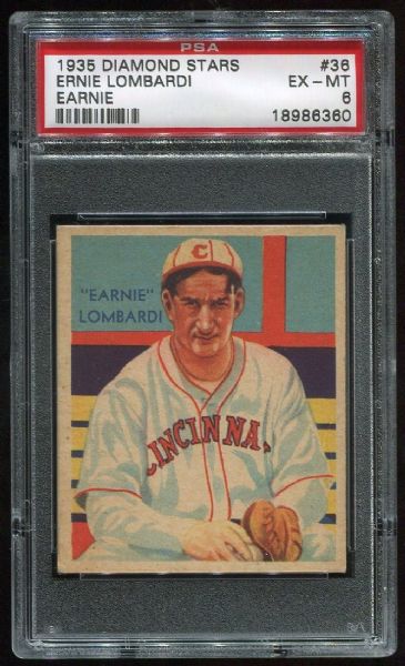 1934-36 Diamond Stars 36 Ernie Lombardi PSA 6