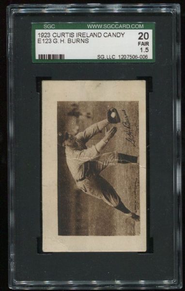 1923 Curtis Ireland Candy E123 G.H. Burns SGC 20 Cleveland Indians