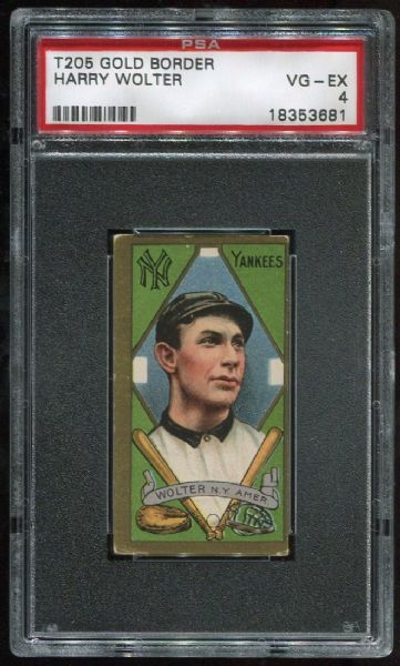 1911 T205 Gold Border Harry Wolter PSA 4