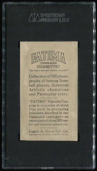 1914 T222 Fatima Cigarettes Thomas Leach SGC Authentic