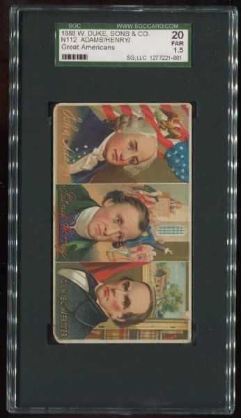 1888 Duke N112 Adams/Henry/Webster Great Americans SGC 20