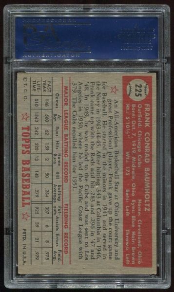 1952 Topps #225 Frank Baumholtz PSA 6.5
