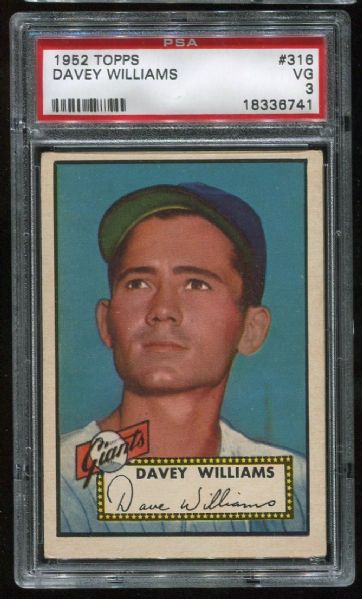 1952 Topps #316 Davey Williams PSA 3
