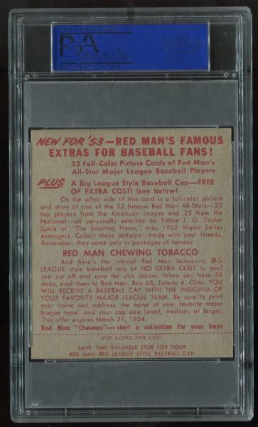 1953 Red Man Tobacco 3 Larry Yogi Berra PSA 7