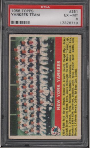 1956 Topps #251 Yankees Team PSA 6