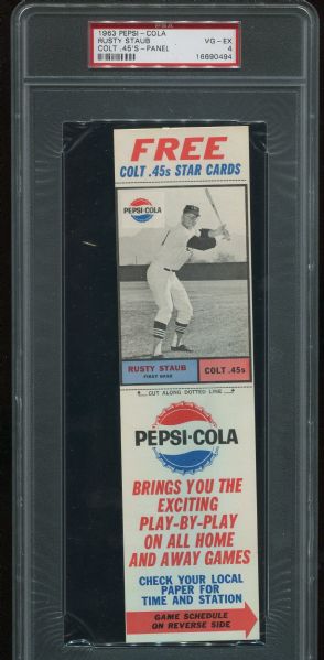 1963 Pepsi Cola Colt 45s Rusty Staub Panel PSA 4