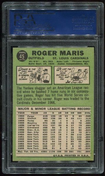 1967 Topps #45 Roger Maris PSA 7
