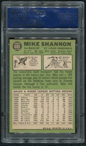 1967 Topps #605 Mike Shannon PSA 8.5