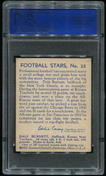 1935 National Chicle #25 Dale Burnett PSA 6