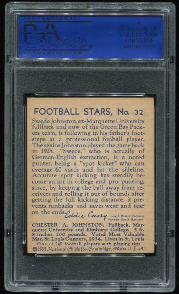 1935 National Chicle #32 Chester Johnston PSA 6