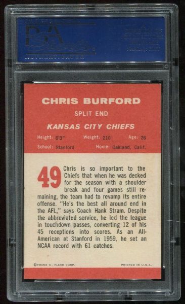 1963 Fleer #49 Chris Burford PSA 8