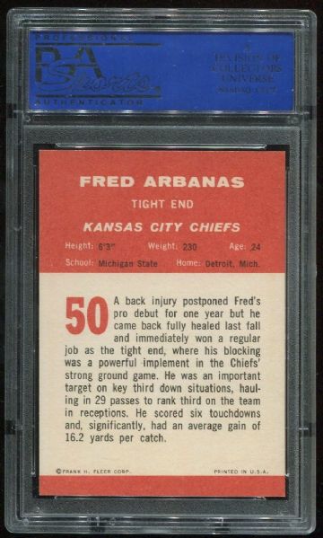 1963 Fleer #50 Fred Arbanas PSA 8