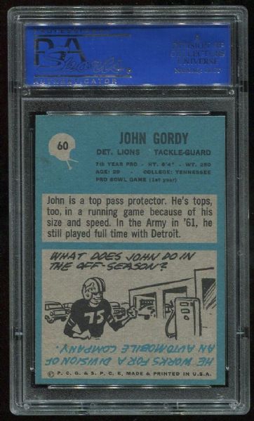 1964 Philadelphia #60 John Gordy PSA 8